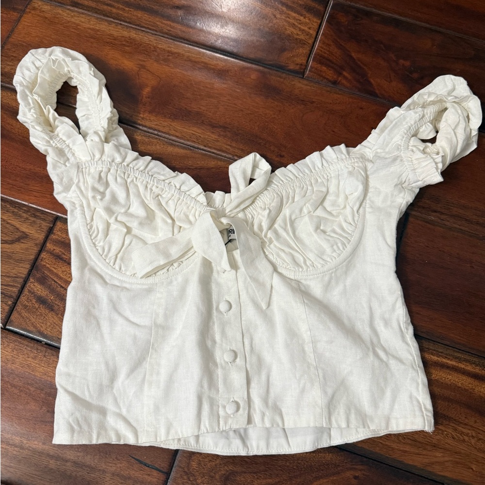 Princess Polly white Ruffled Blouse